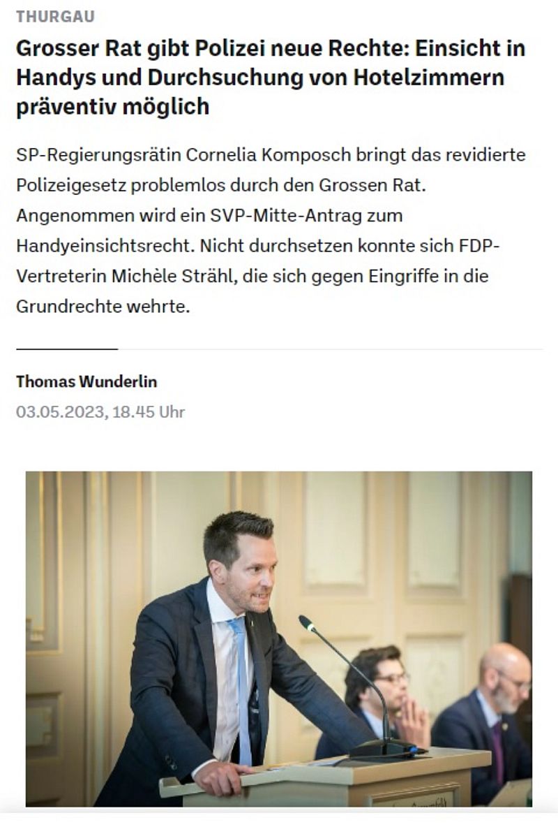 Thurgau legt den Grundstein für die totale Überwachung