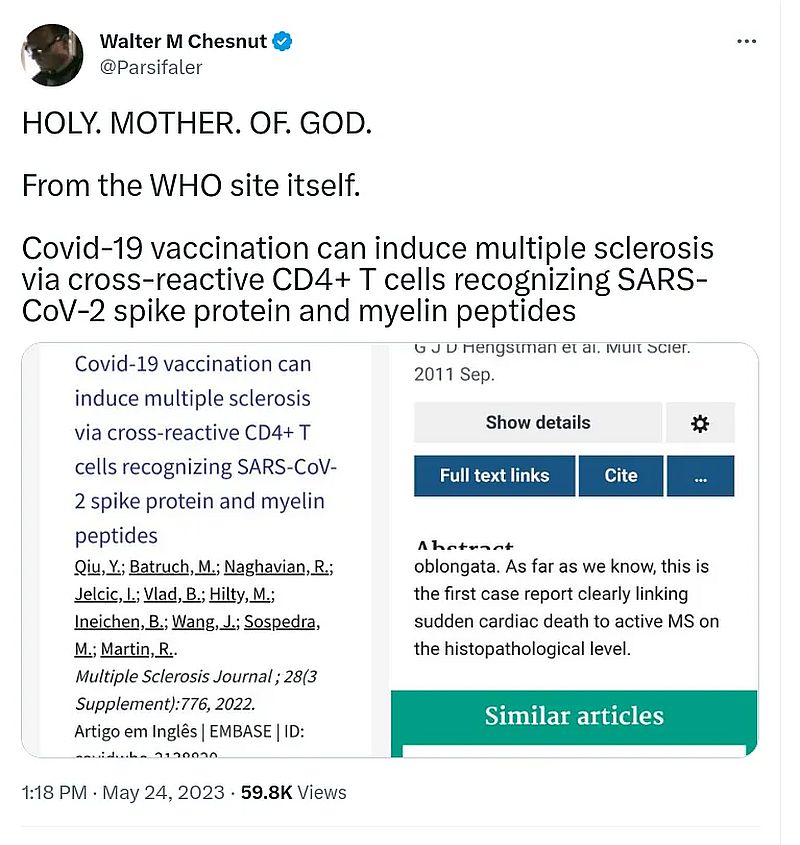 WHO: Covid-19-Impfung kann Multiple Sklerose auslösen