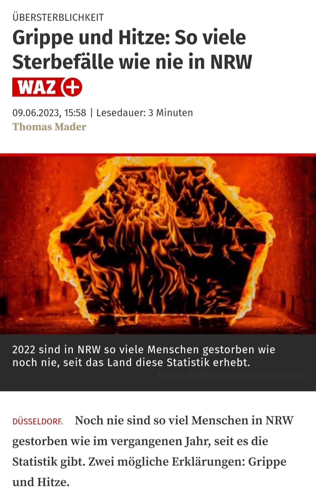 Angeblich Hitze und Grippe für massive Übersterblichkeit verantwortlich