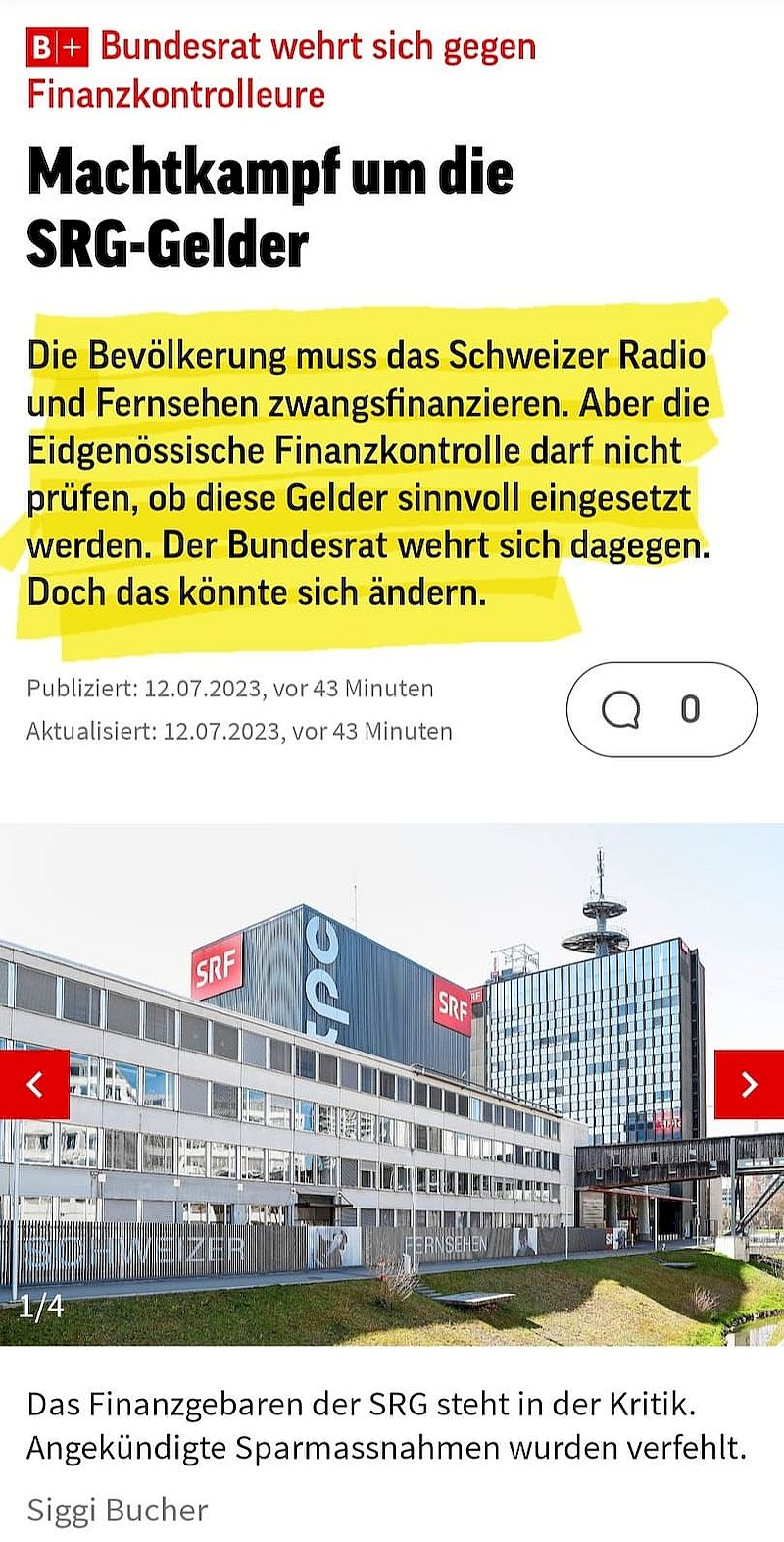 SRG Gelder: Was hat der Bundesrat zu verheimlichen?