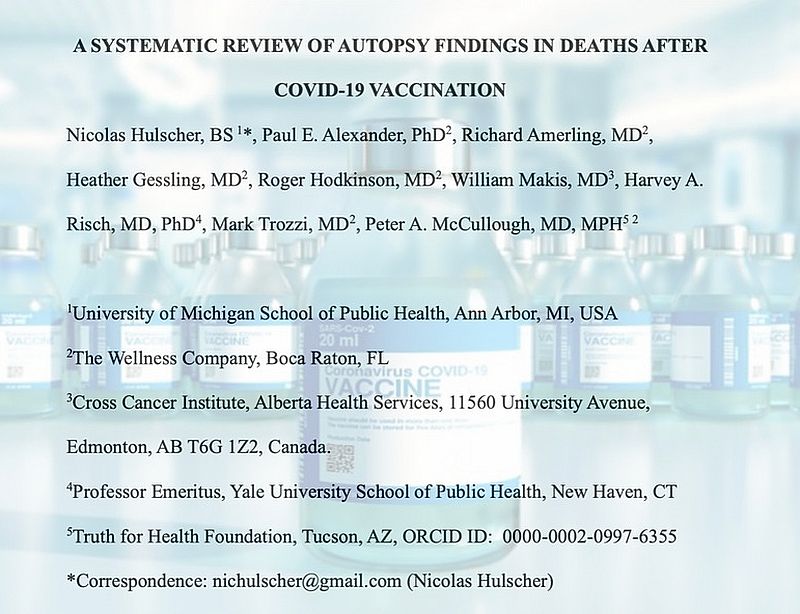 Neue Autopsiestudie: 74 % der Todesfälle stehen im Zusammenhang mit Covid-Impfungen