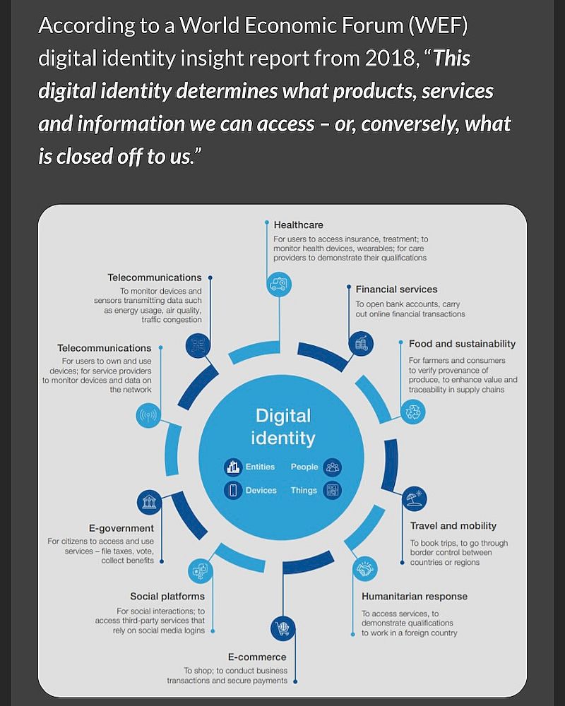 Rapport du WEF : L'identification numérique sera utilisée pour le « contrôle et le suivi ».