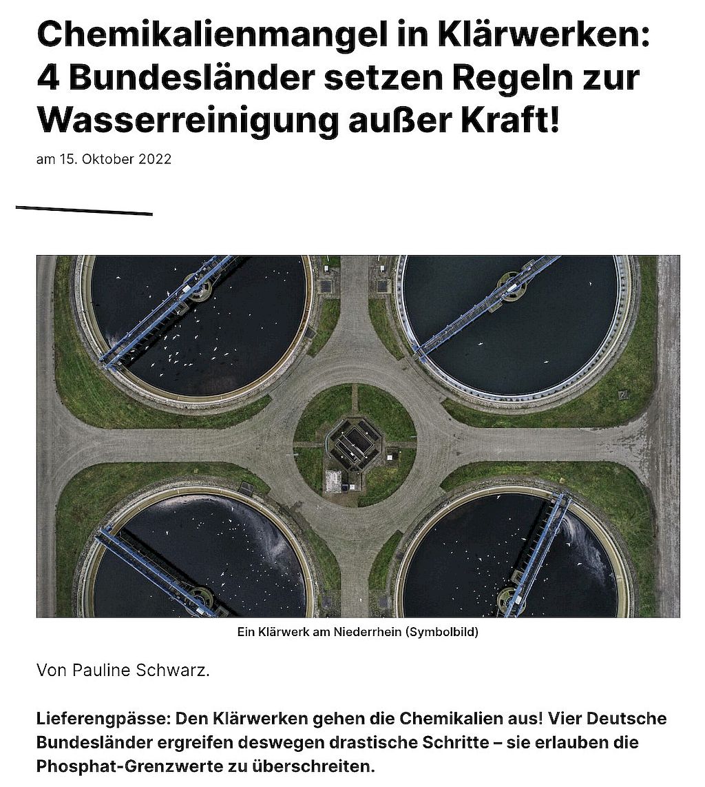 Klärwerke setzen Regeln zur Wasserreinigung ausser Kraft