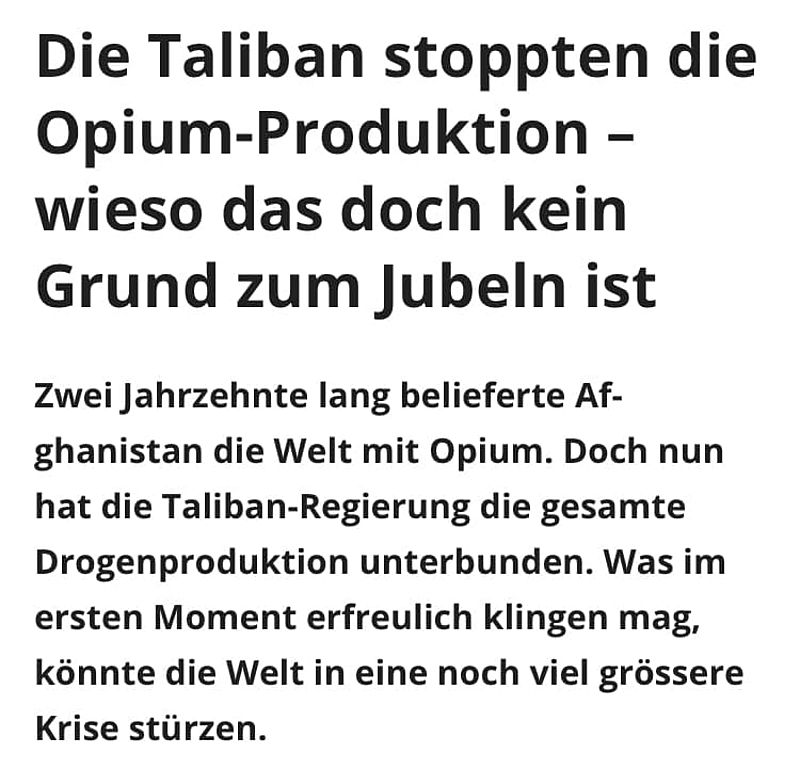 Afghanistan: Opium-Verbot 2.0 und die Leitmedien heulen rum