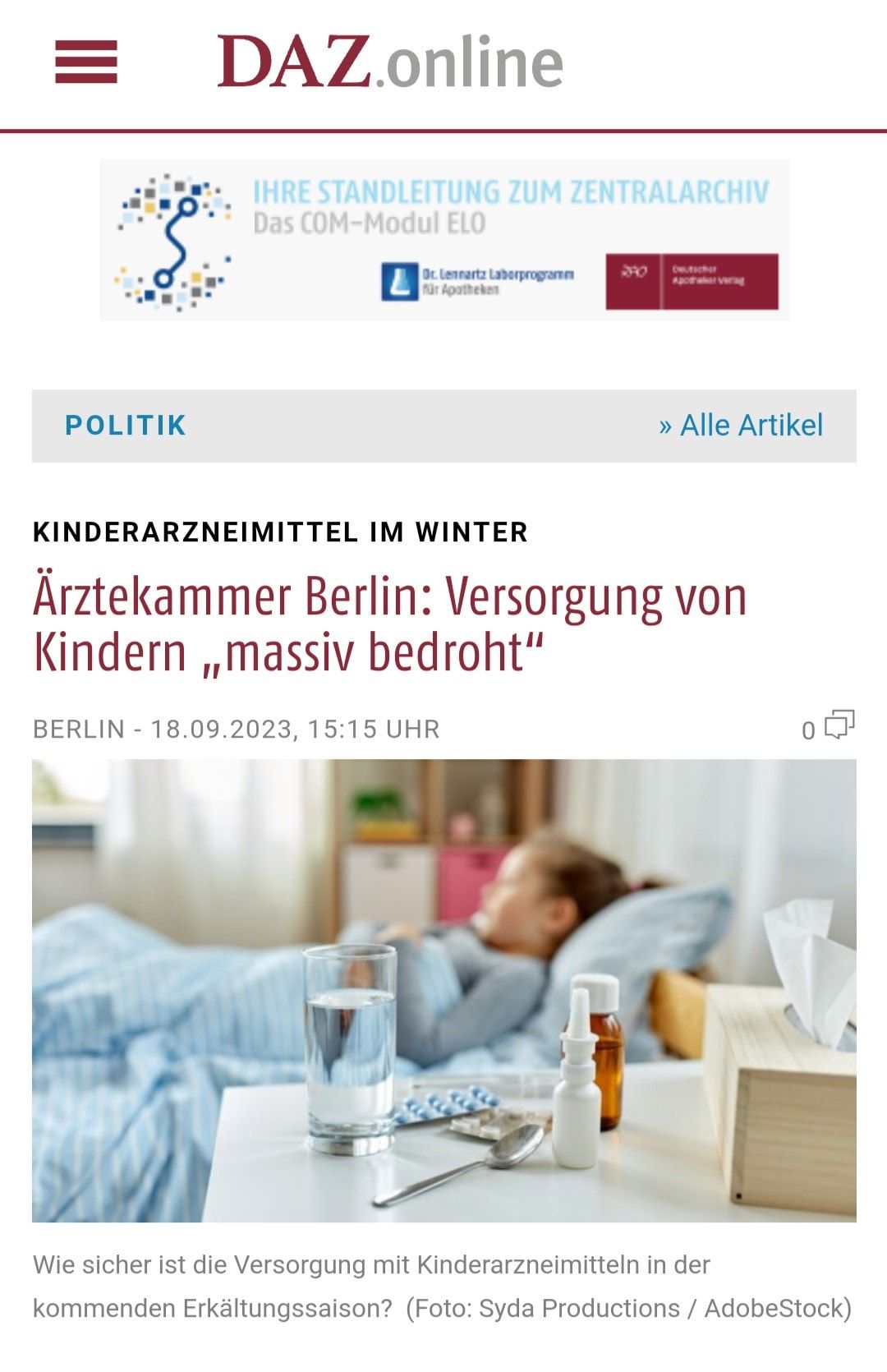 Medizinische Versorgung von Kindern "massiv bedroht"