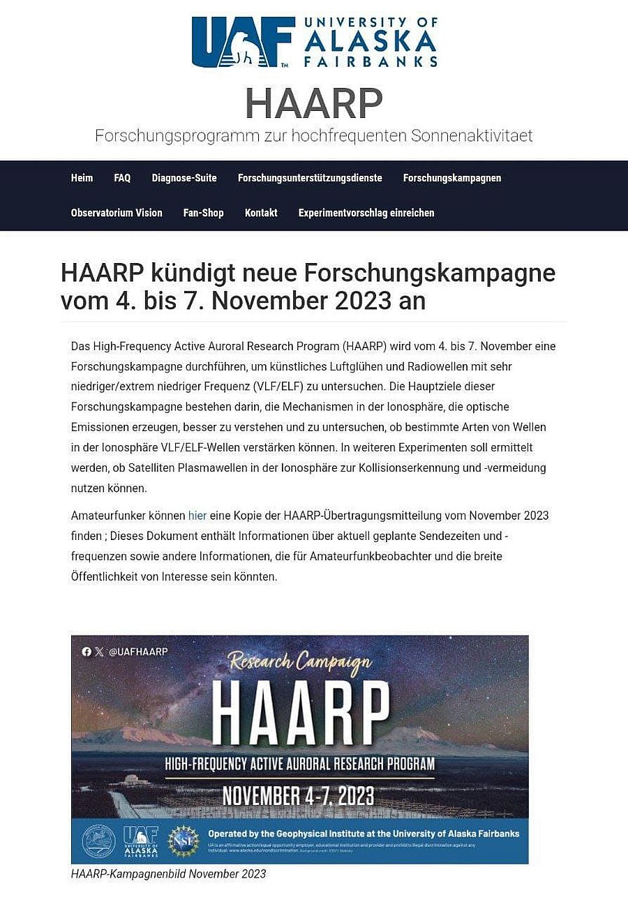 Aktuelle Polarlichter werden von HAARP erzeugt