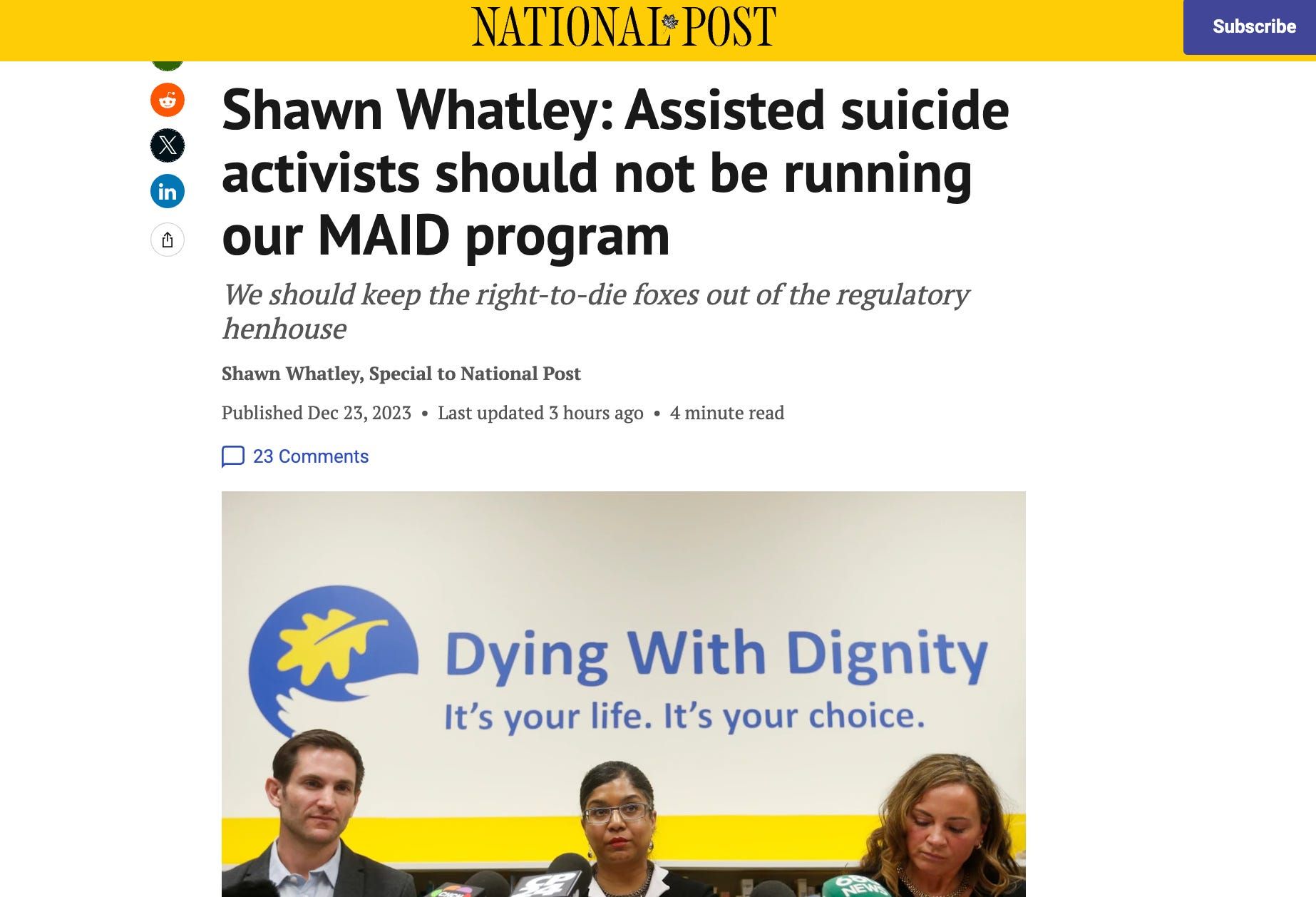 Staatlich unterstützt: Suizid und Sterbehilfe - bald auch in anderen WEF-Kundenstaaten