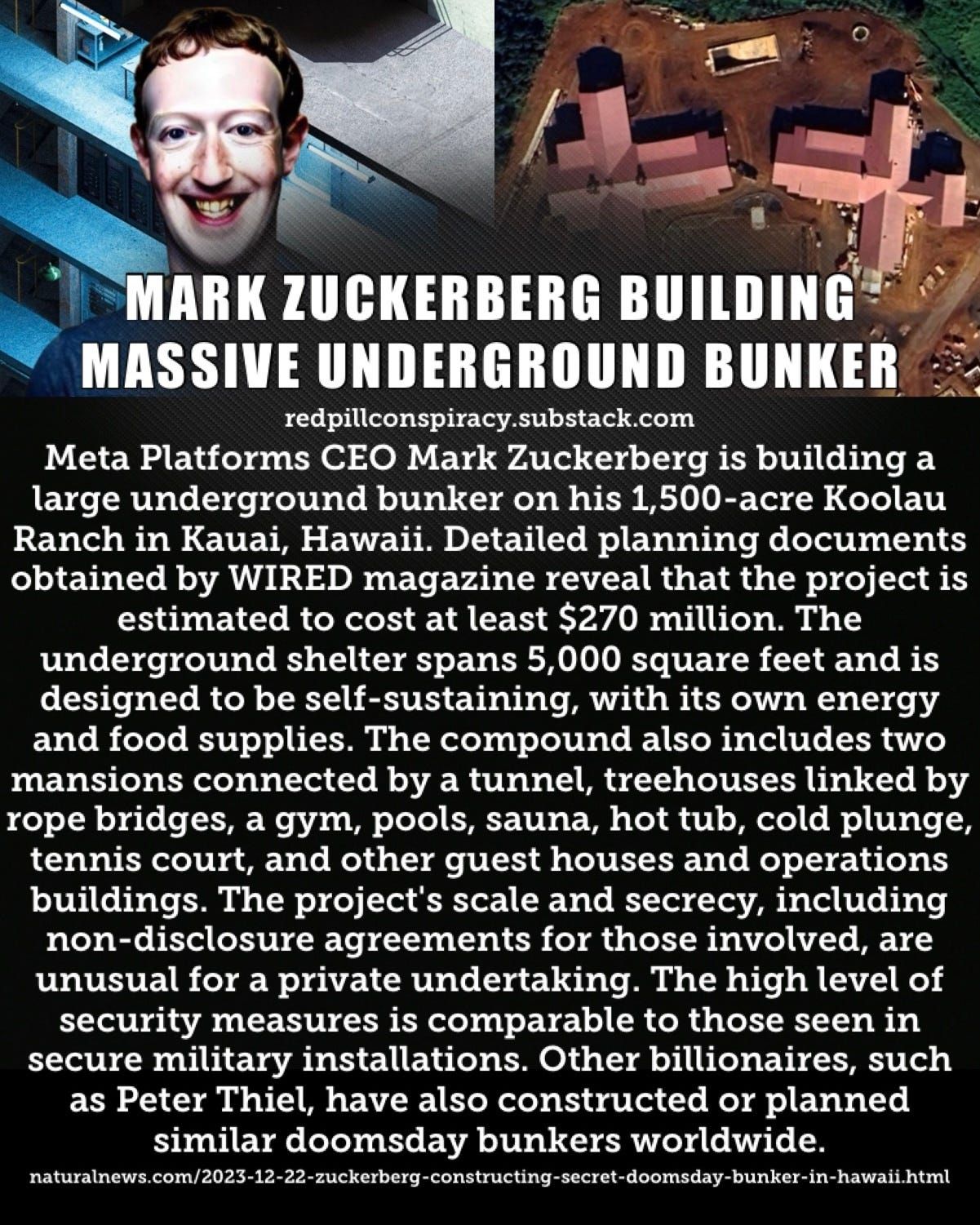 Mark Zuckerberg konstruas masivan subteran bunkron