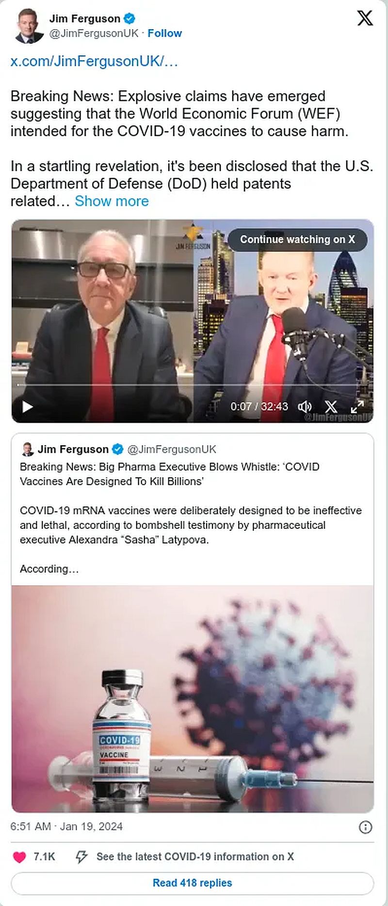 Hat das WEF beabsichtigt mit COVID-19-Impfstoffen Schaden anzurichten?