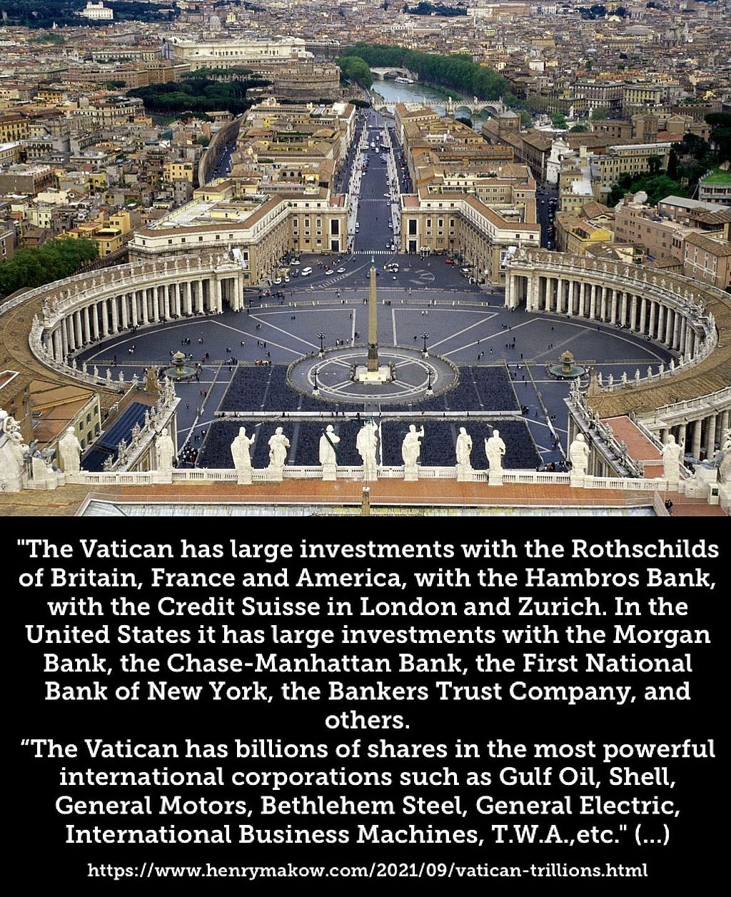 The Rothschilds took over the entire financial operations of the Catholic Church in 1823