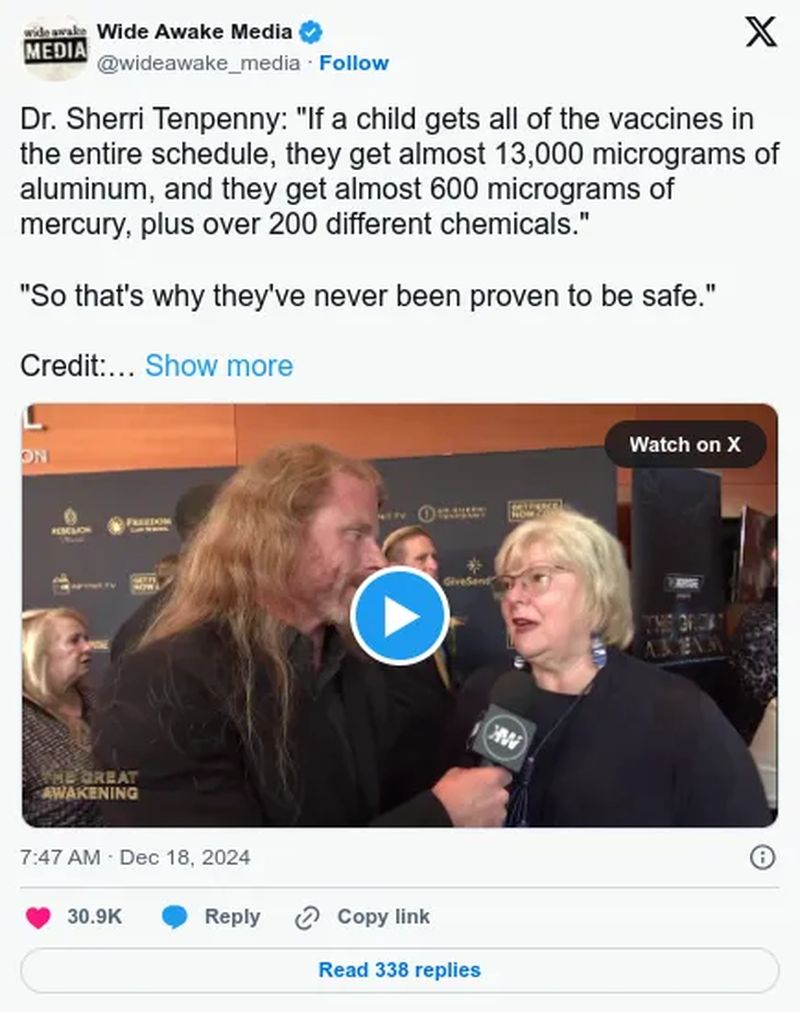 Dr. Sherri Tenpenny deckt in 1 Minute auf, wie viel Aluminium, Quecksilber und Chemikalien Kinder durch Impfstoffe aufnehmen