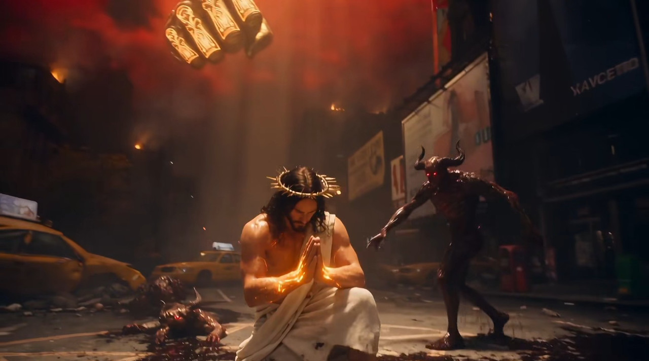 Jesus hält nichts mehr hin ausser der Faust: Bergpredigt aus, Mortal Kombat an